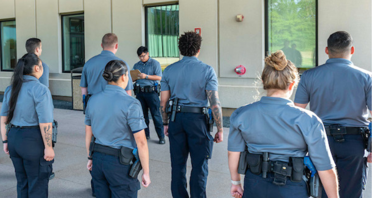 peace officers in training standing at attention for role call