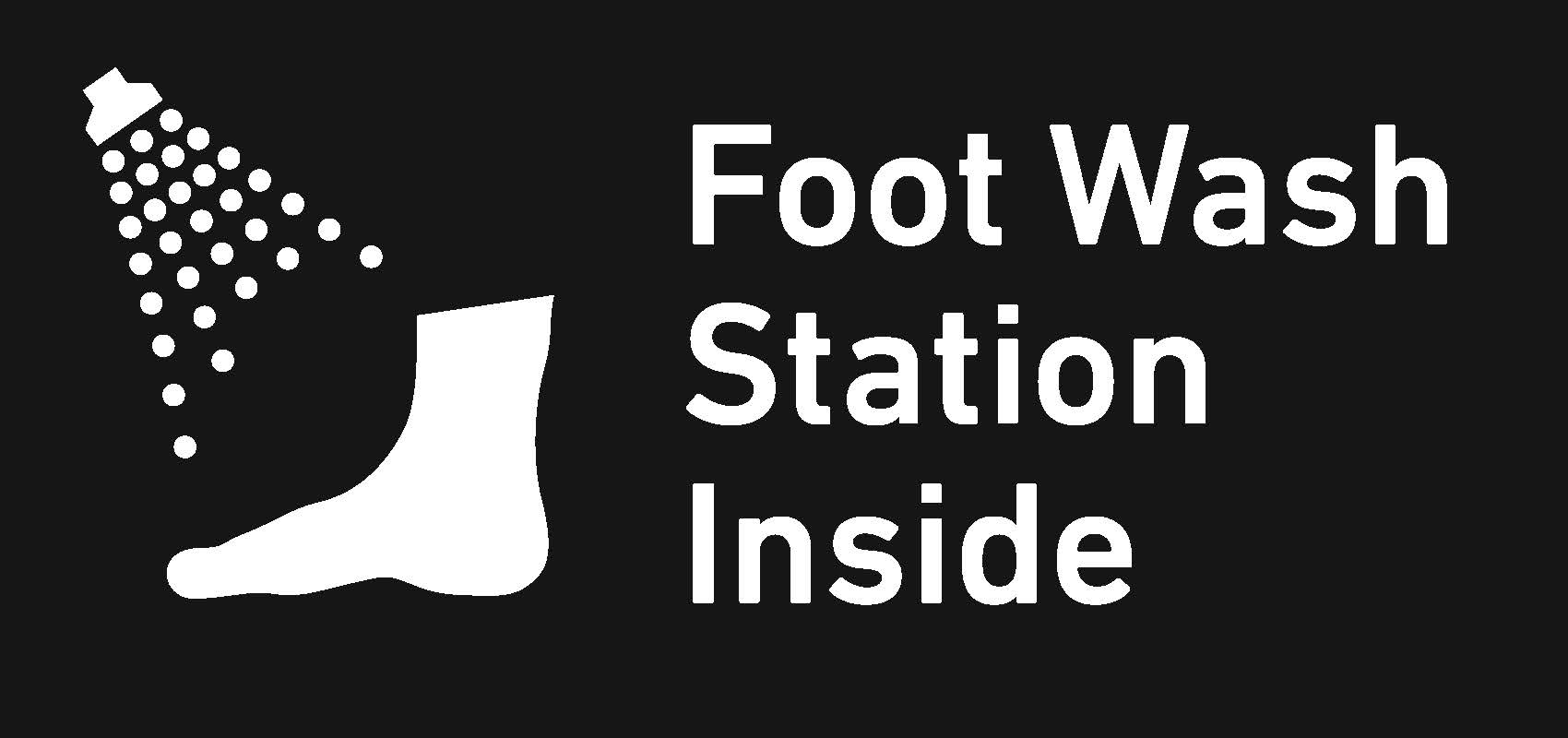 foot with water spray symbol, Foot Wash Station Inside