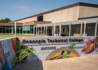 Front of Hennepin Tech entrance with mural