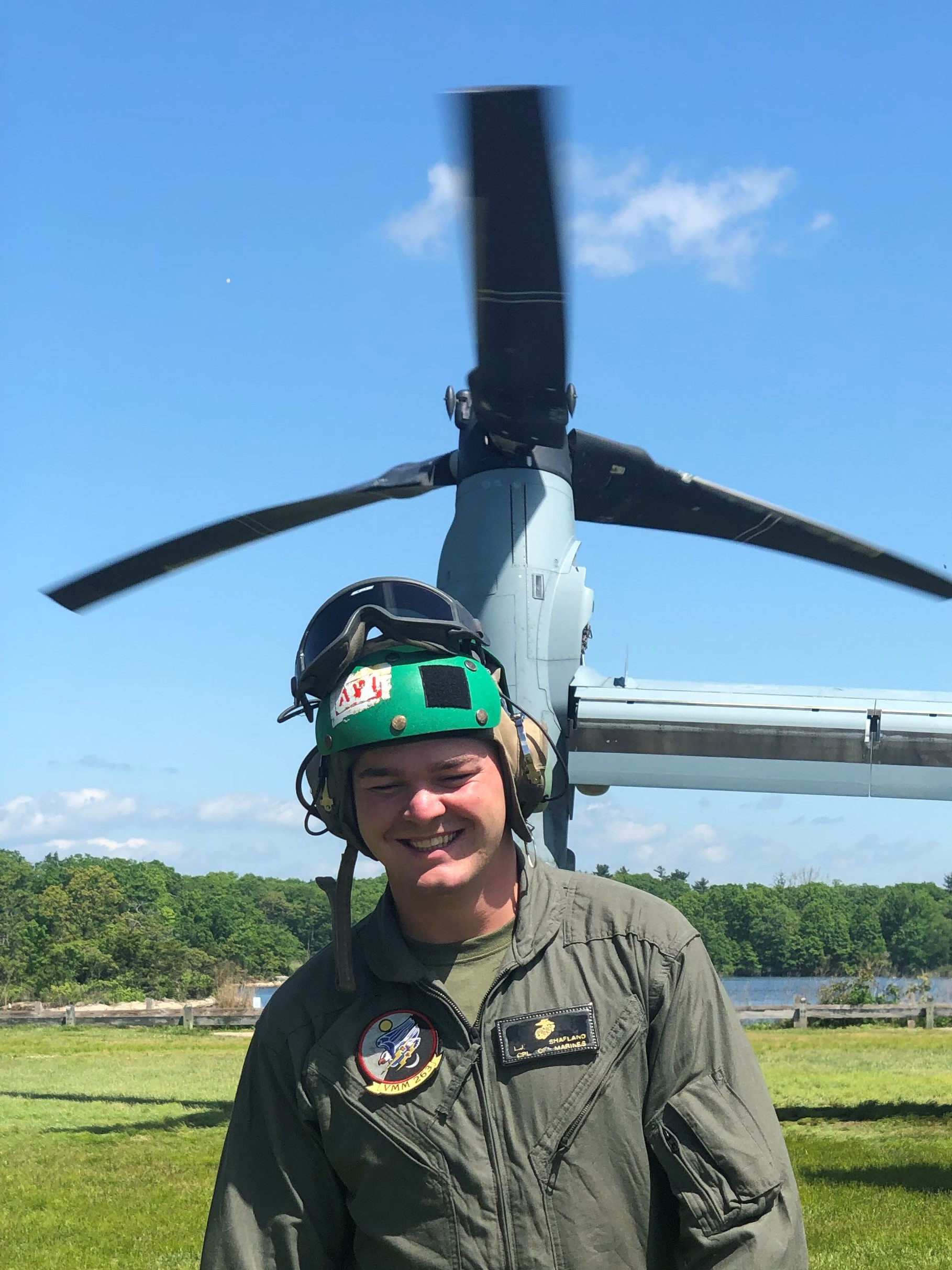 military vet student by helicopter