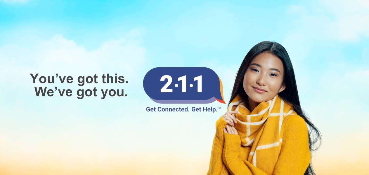 You've Got This, We've Got You. UnitedWay 2-1-1. Image of student