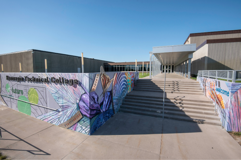 A view of the entrance to the Brooklyn Park campus.