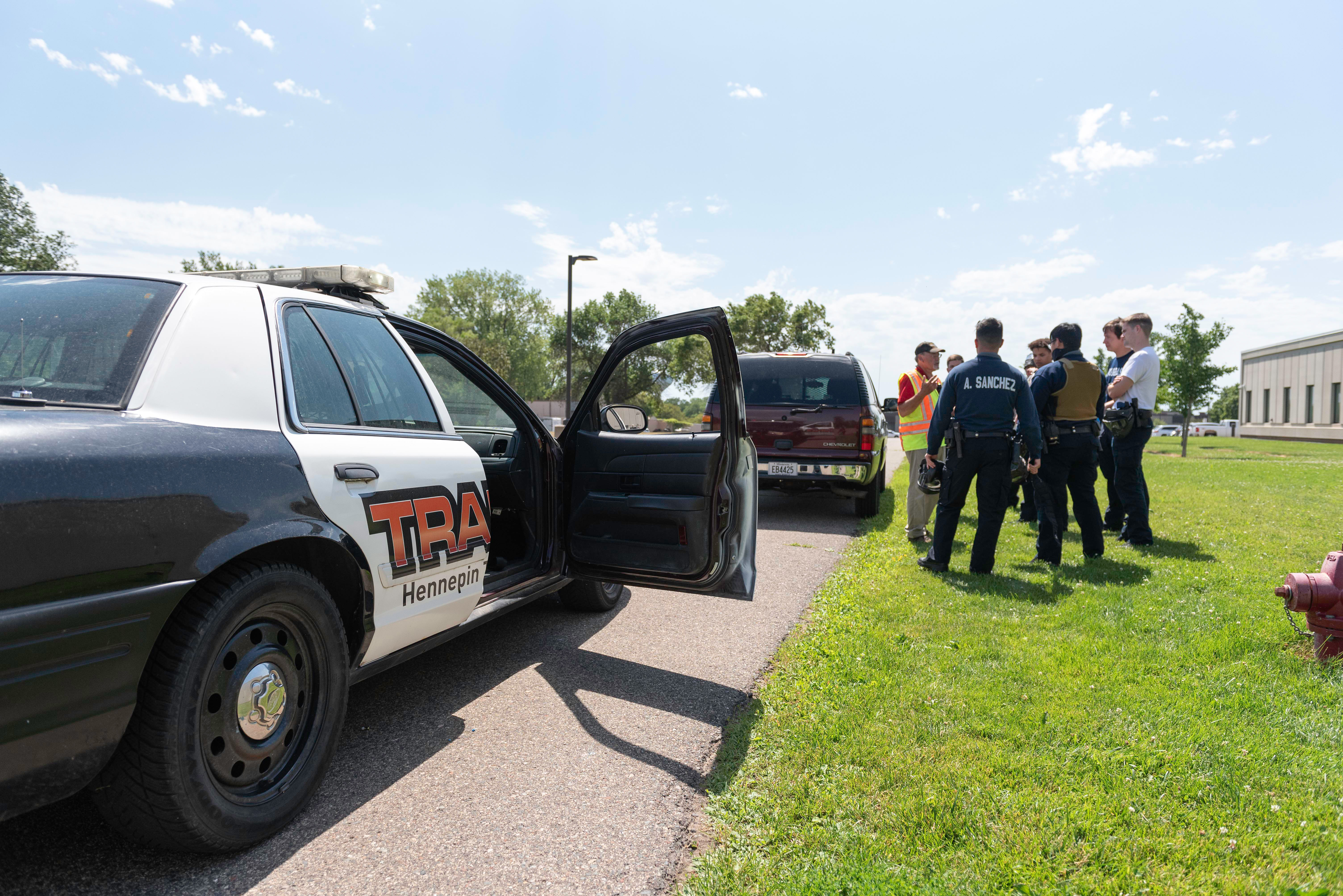 Students learn to make a traffic stop.